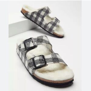 Birkenstock buffalo plaid Arizona shearling Sandal